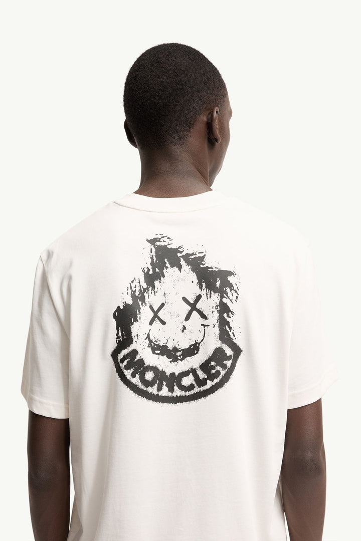 MONCLER – T-shirt en coton à logo Blanc naturel