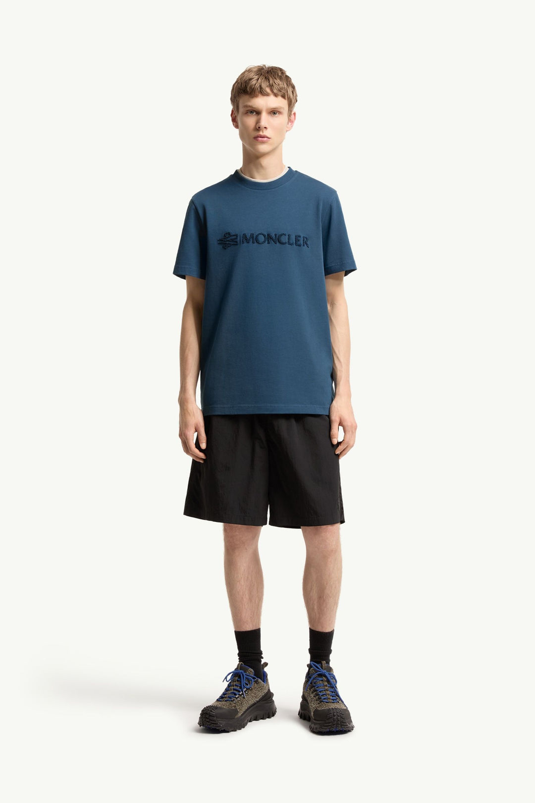 MONCLER – T-shirt en coton à logo Bleu encre