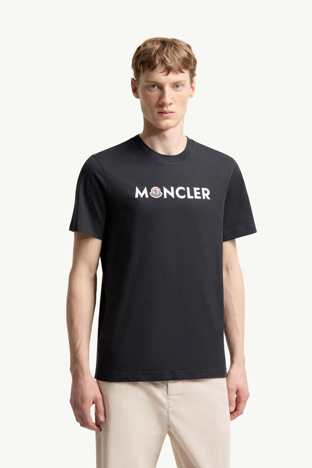 MONCLER – T-shirt en coton à logo Bleu marine