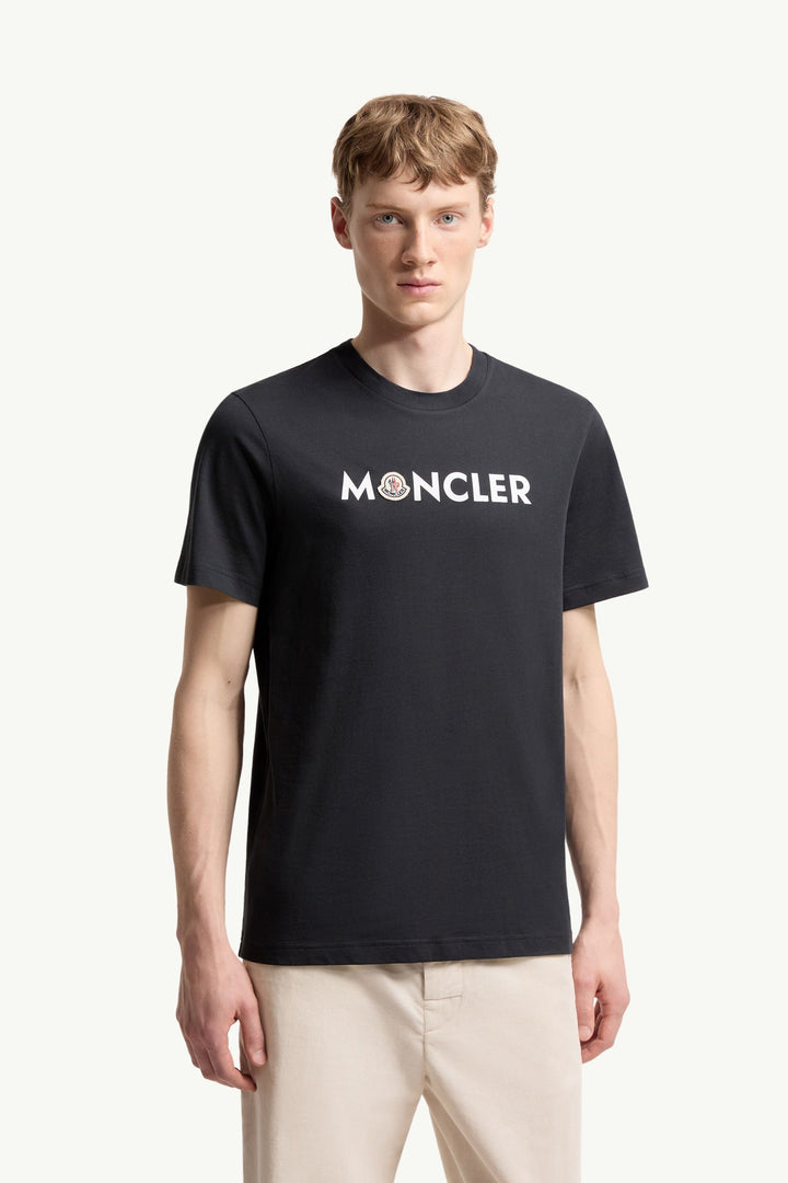 MONCLER – T-shirt en coton à logo Bleu marine