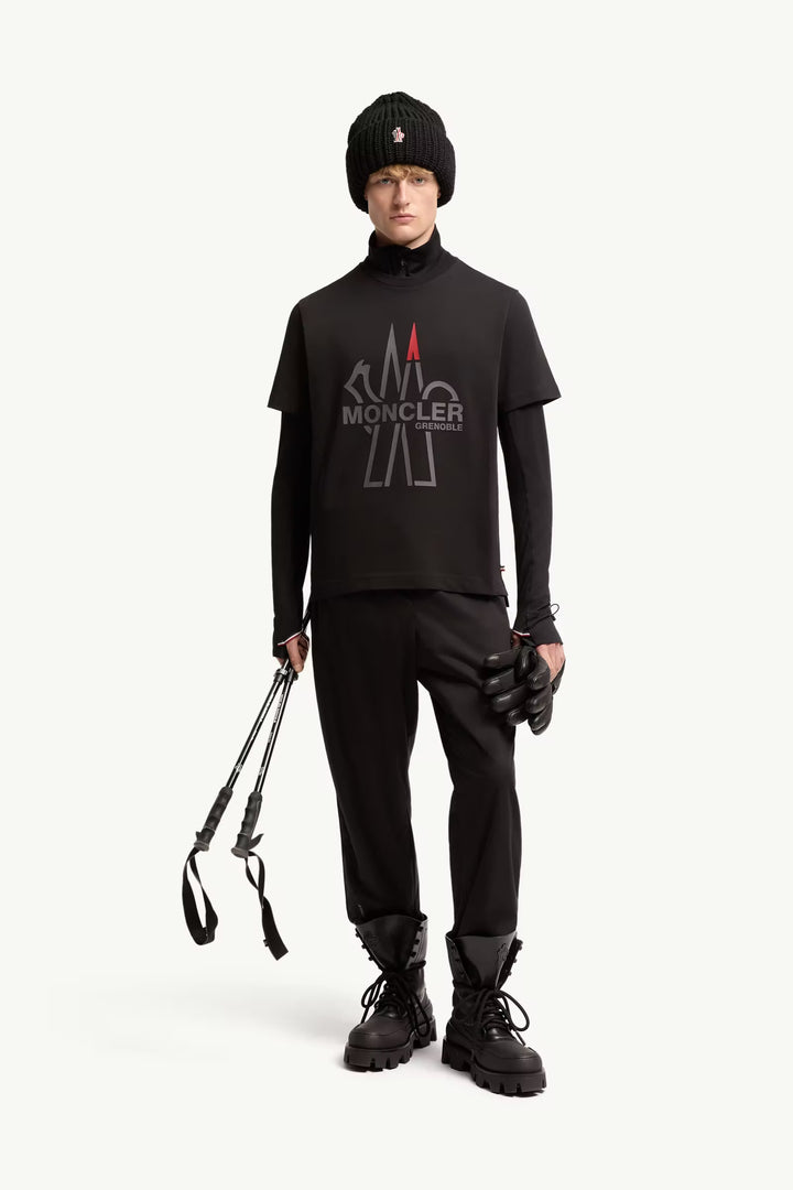 MONCLER - T-shirt en coton à logo Noir