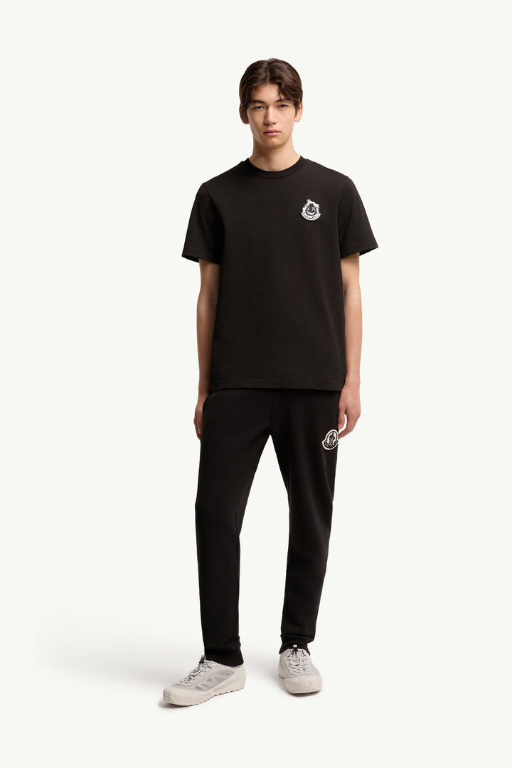 MONCLER – T-shirt en coton à logo Noir