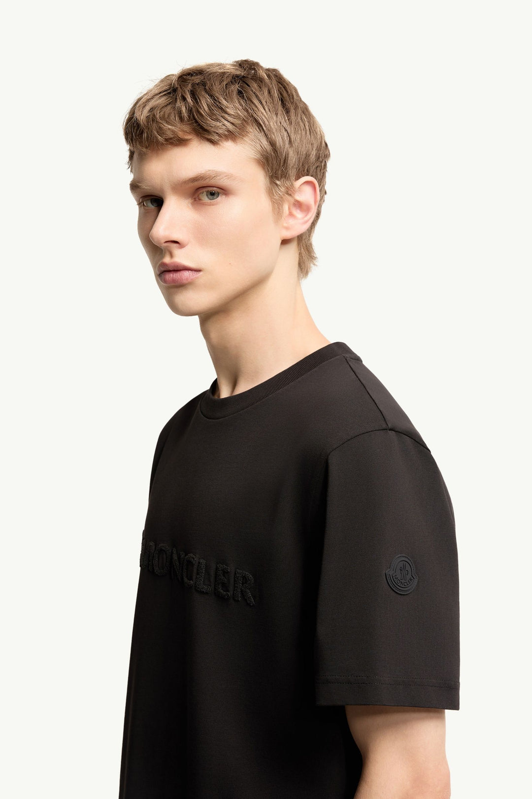 MONCLER – T-shirt en coton à logo Noir