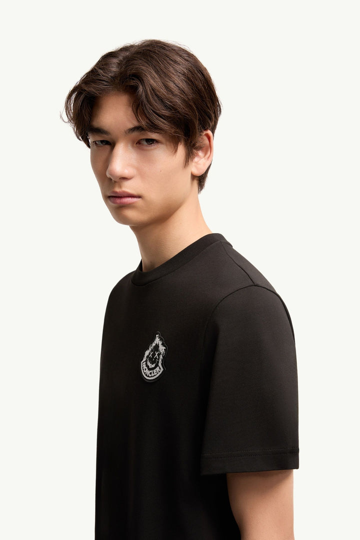 MONCLER – T-shirt en coton à logo Noir