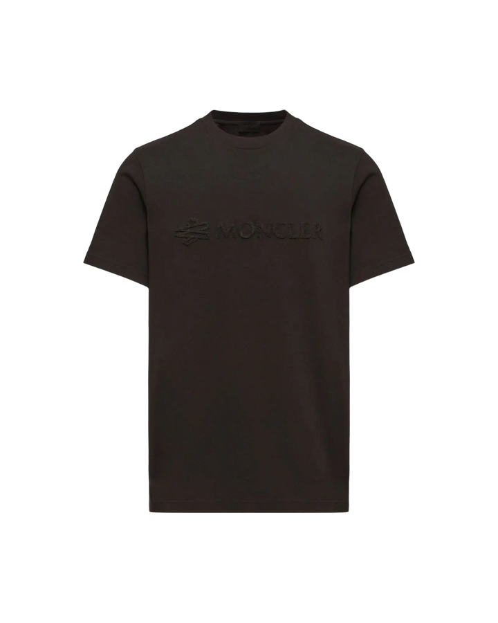 MONCLER – T-shirt en coton à logo Noir