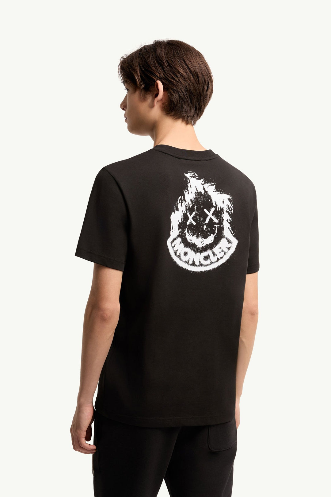 MONCLER – T-shirt en coton à logo Noir