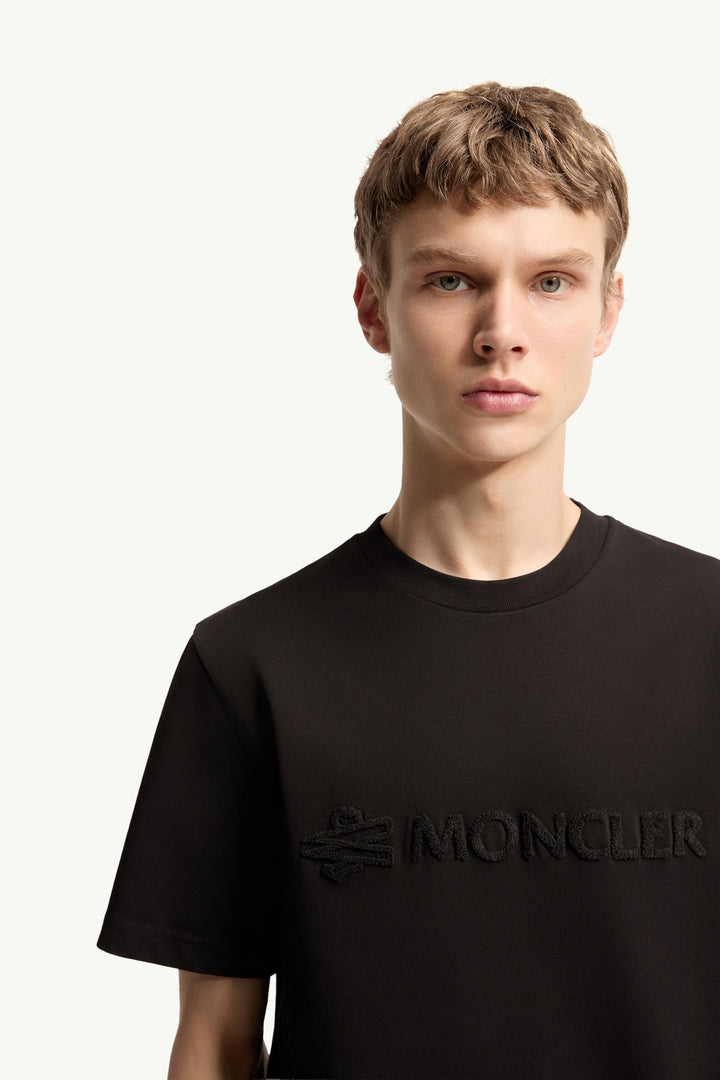 MONCLER – T-shirt en coton à logo Noir