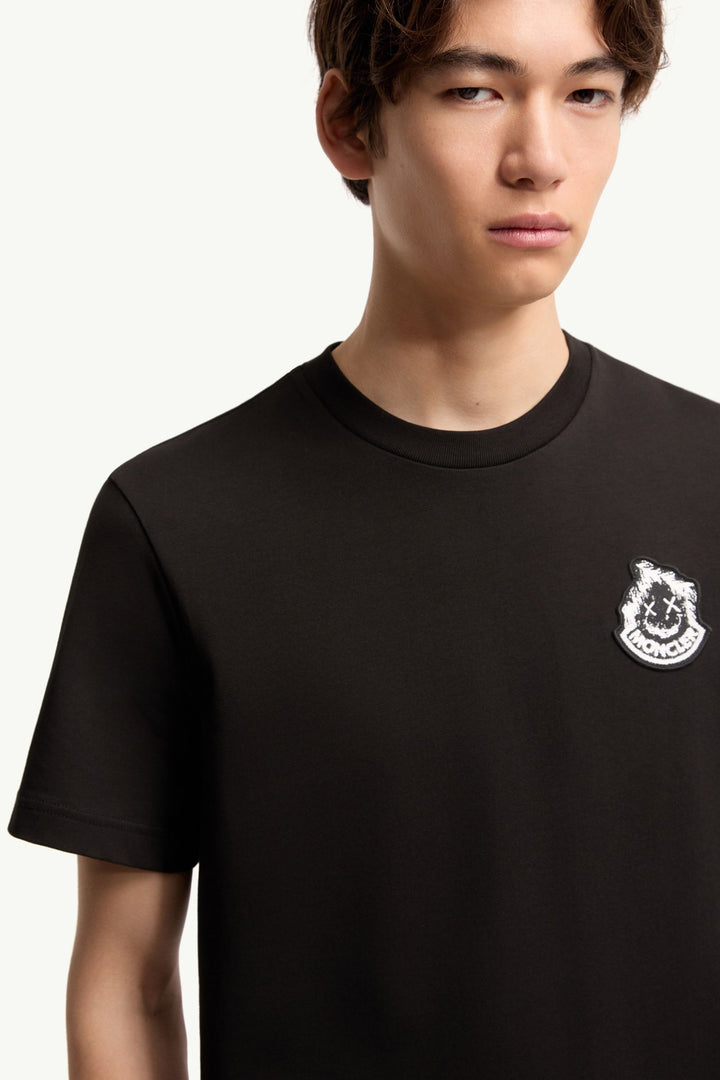 MONCLER – T-shirt en coton à logo Noir