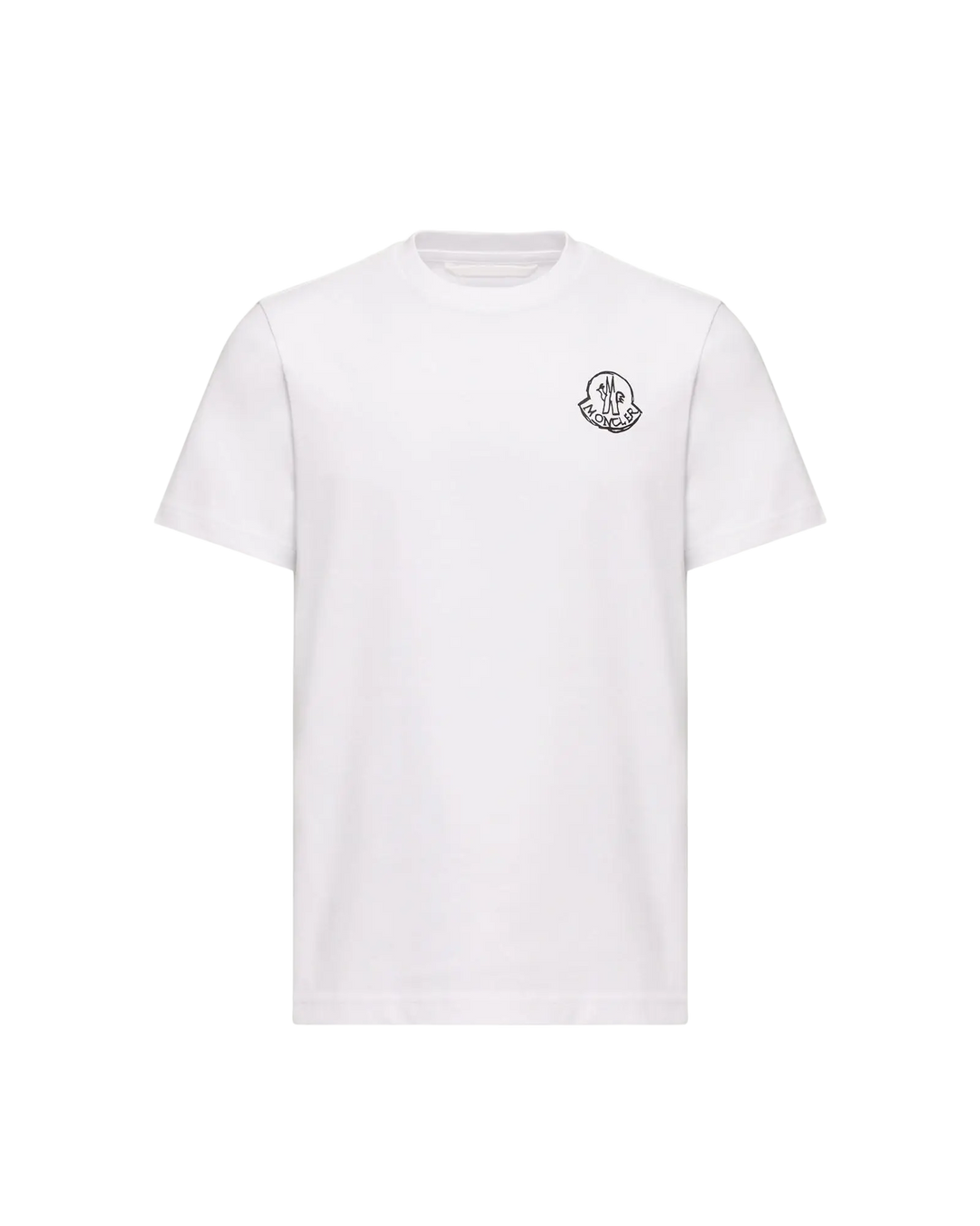 MONCLER – T-shirt en jersey de coton à empiècement logo Blanc