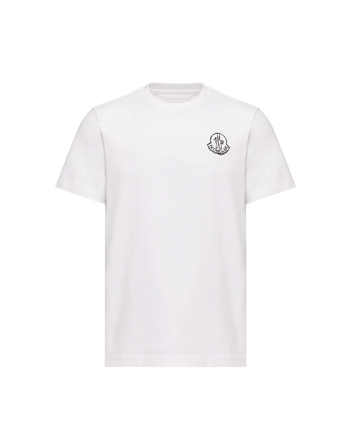 MONCLER – T-shirt en jersey de coton à empiècement logo Blanc