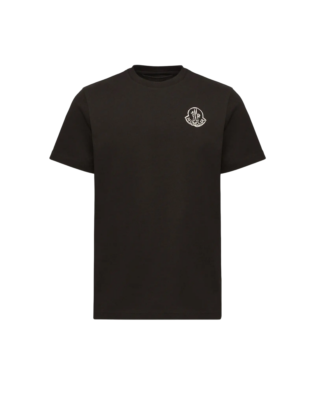 MONCLER – T-shirt en jersey de coton à empiècement logo Noir