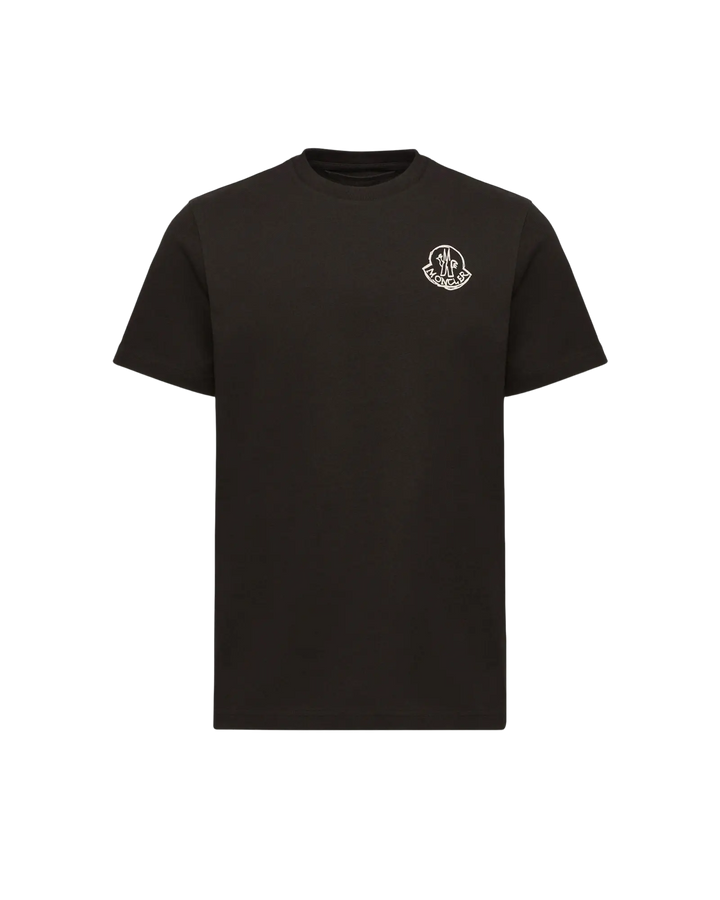 MONCLER – T-shirt en jersey de coton à empiècement logo Noir