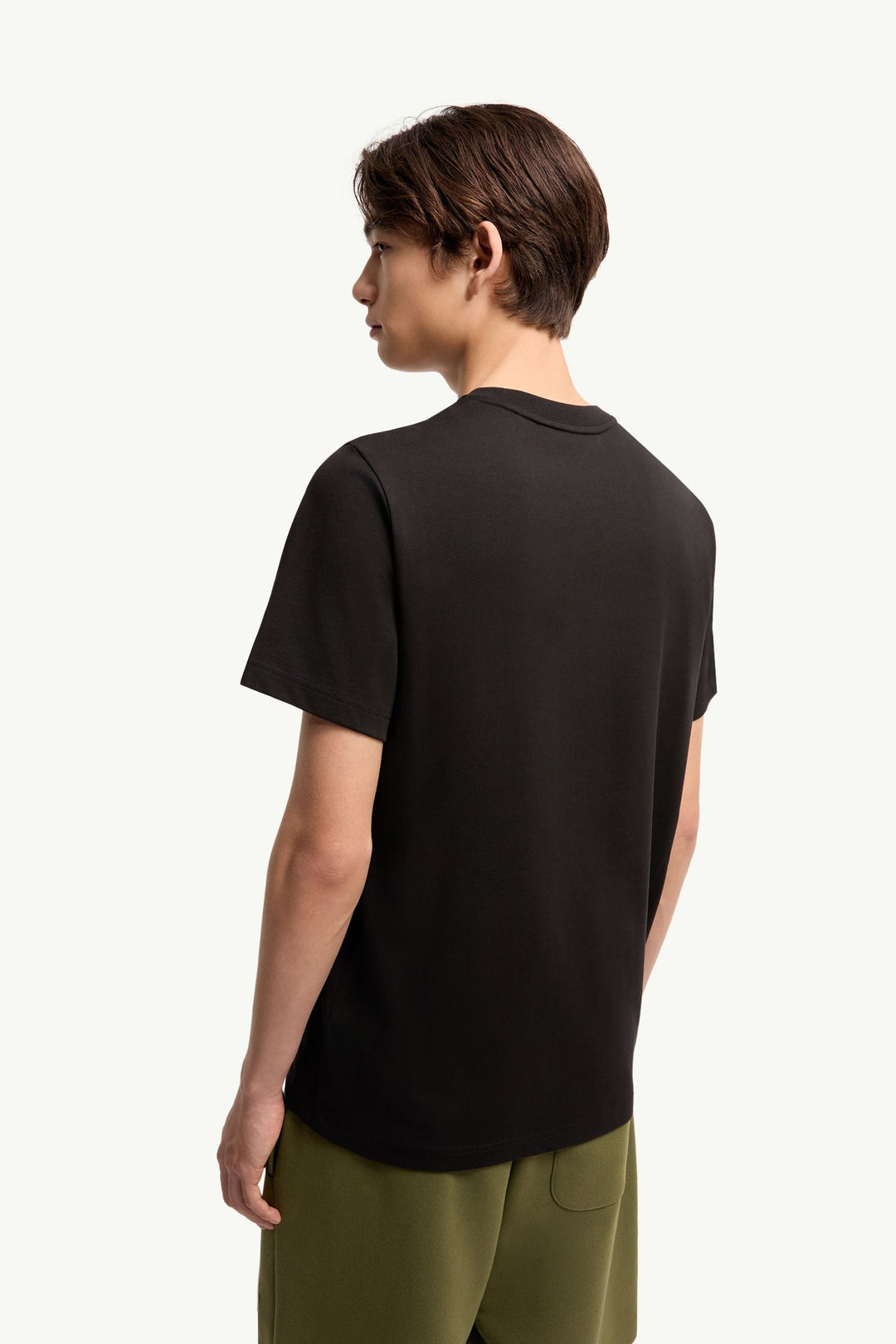 MONCLER – T-shirt en jersey de coton à empiècement logo Noir