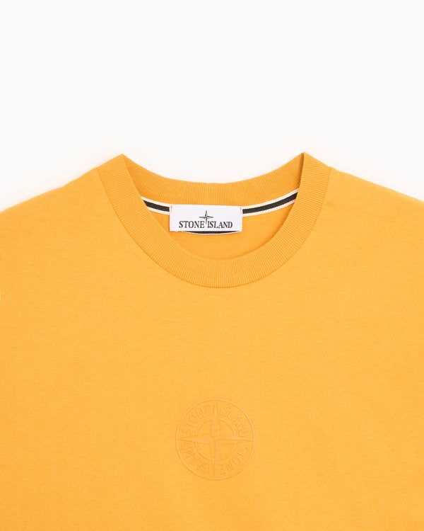 STONE ISLAND - T-shirt Logo en Coton Orange corail
