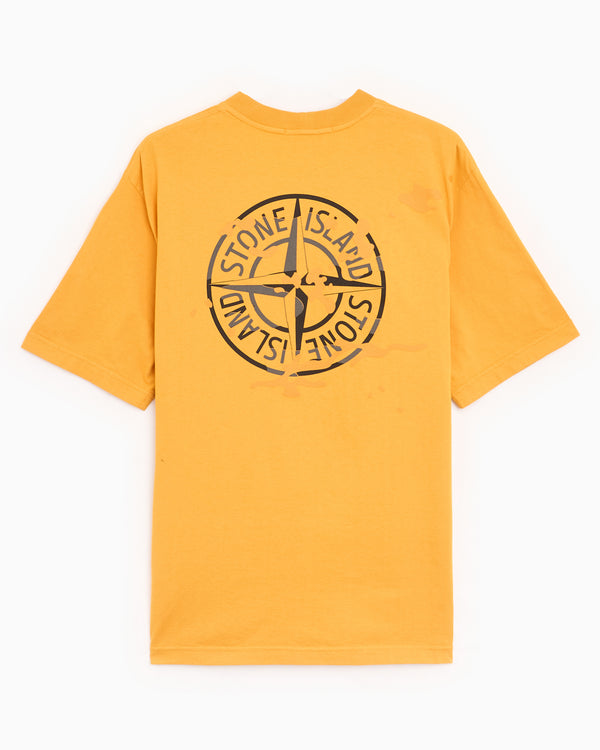 STONE ISLAND - T-shirt Logo en Coton Orange corail