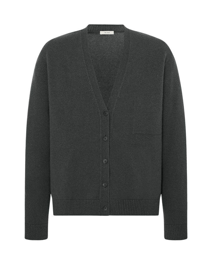 THE ROW - Cardigan Dine en Cachemire et Lin Gris acier - Lothaire