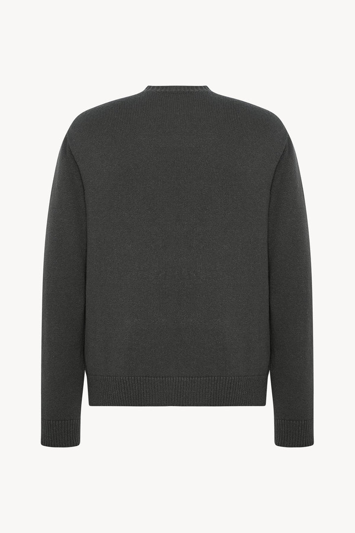 THE ROW - Cardigan Dine en Cachemire et Lin Gris acier - Lothaire