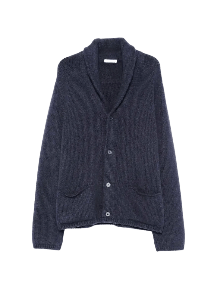 THE ROW - Cardigan DOR en maille gaufrée et col châle Bleu marine - Lothaire