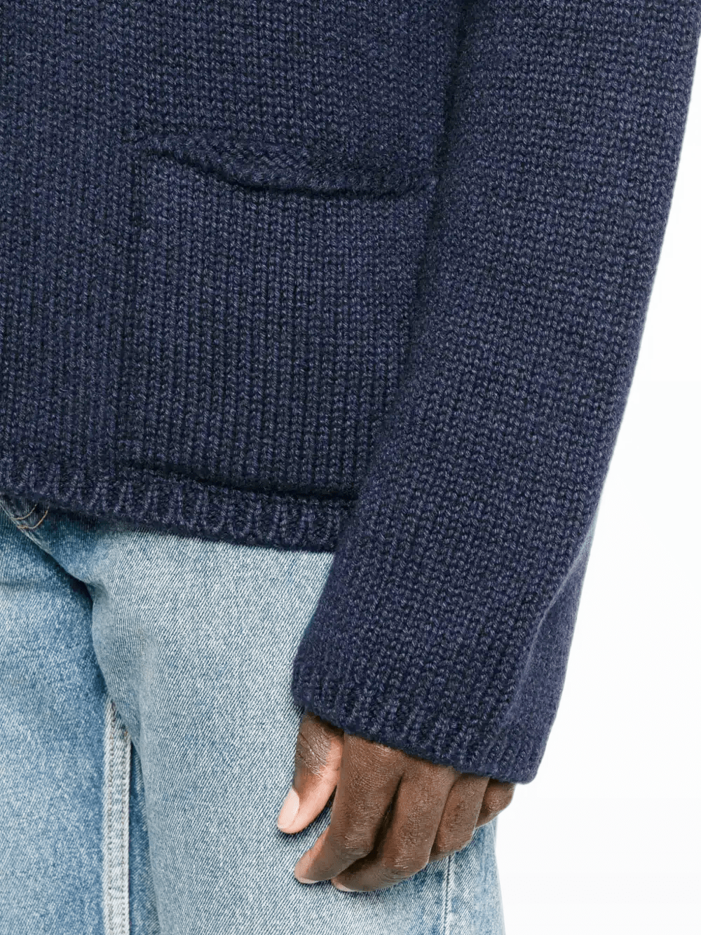 THE ROW - Cardigan DOR en maille gaufrée et col châle Bleu marine - Lothaire