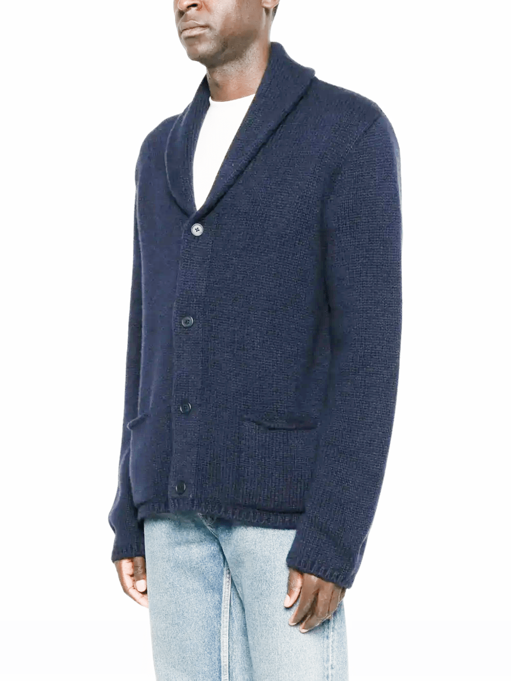 THE ROW - Cardigan DOR en maille gaufrée et col châle Bleu marine - Lothaire