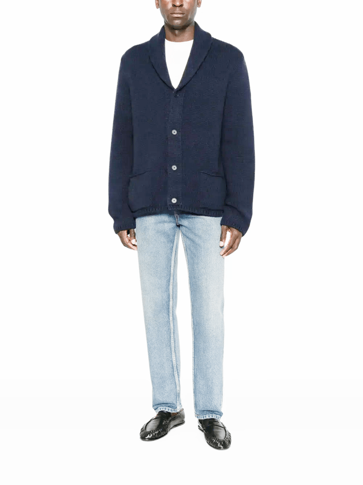 THE ROW - Cardigan DOR en maille gaufrée et col châle Bleu marine - Lothaire