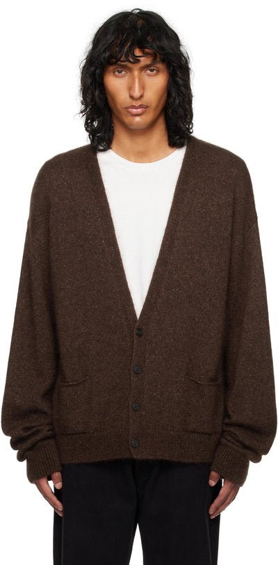 THE ROW - Cardigan Howser en Soie et Mohair Marron Chiné - Lothaire