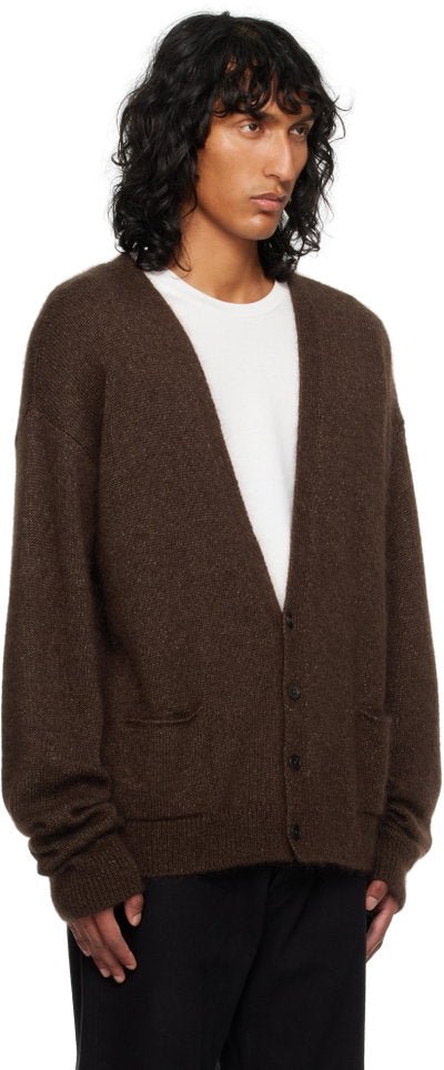 THE ROW - Cardigan Howser en Soie et Mohair Marron Chiné - Lothaire