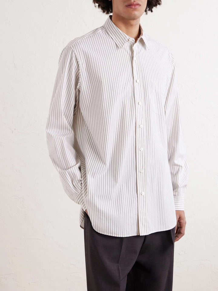 THE ROW - Chemise Kardiff en coton à rayures Beige clair et Noir - Lothaire