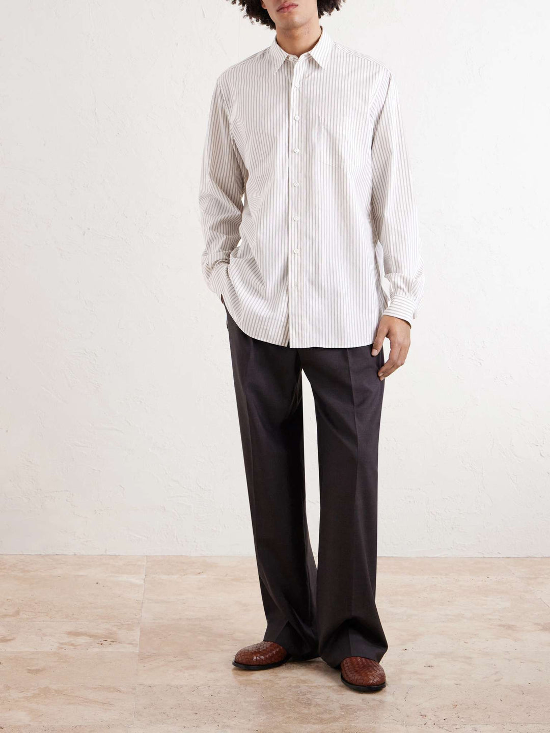 THE ROW - Chemise Kardiff en coton à rayures Beige clair et Noir - Lothaire