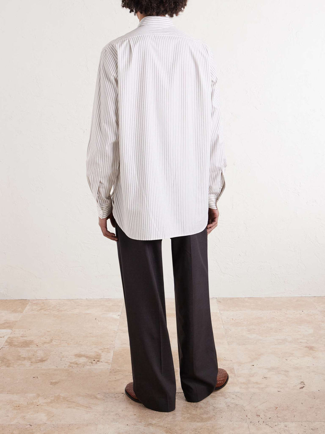 THE ROW - Chemise Kardiff en coton à rayures Beige clair et Noir - Lothaire