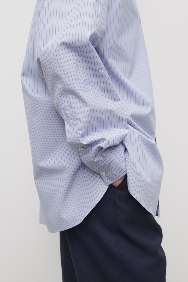 THE ROW - Chemise Kardiff en Coton Lavande clair et Marron - Lothaire