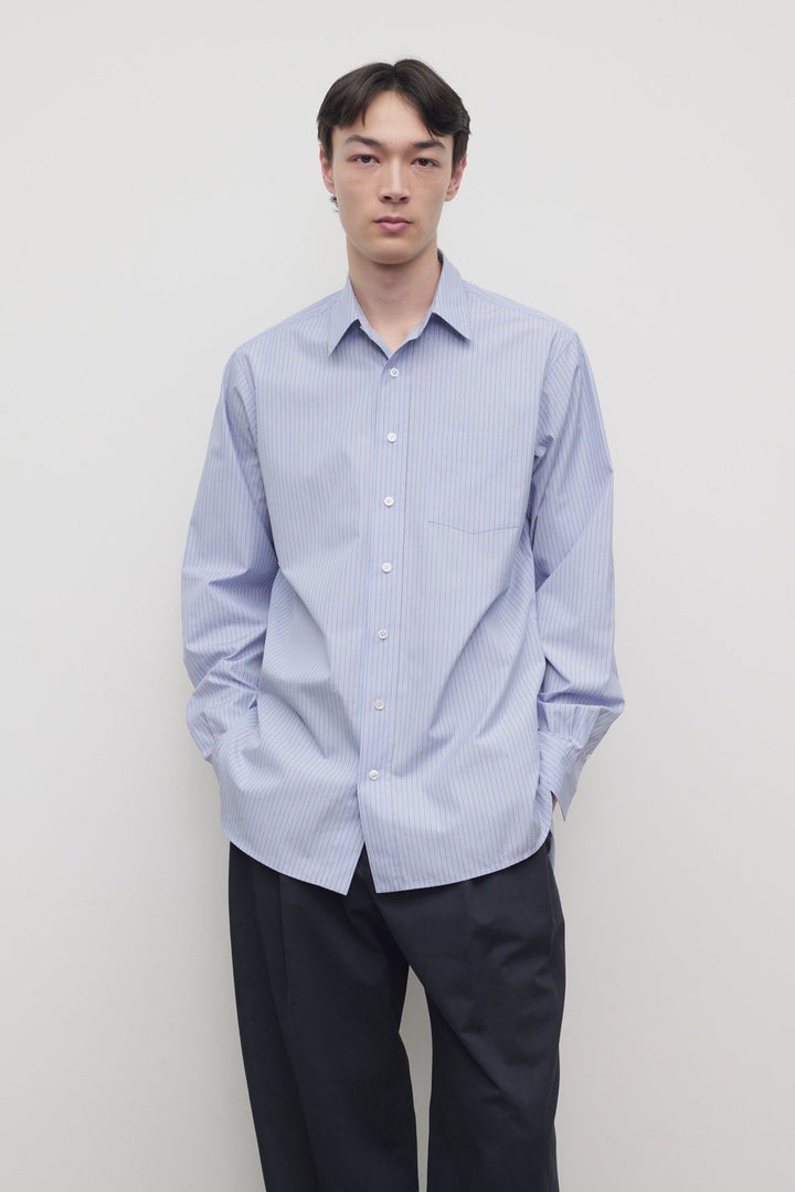 THE ROW - Chemise Kardiff en Coton Lavande clair et Marron - Lothaire