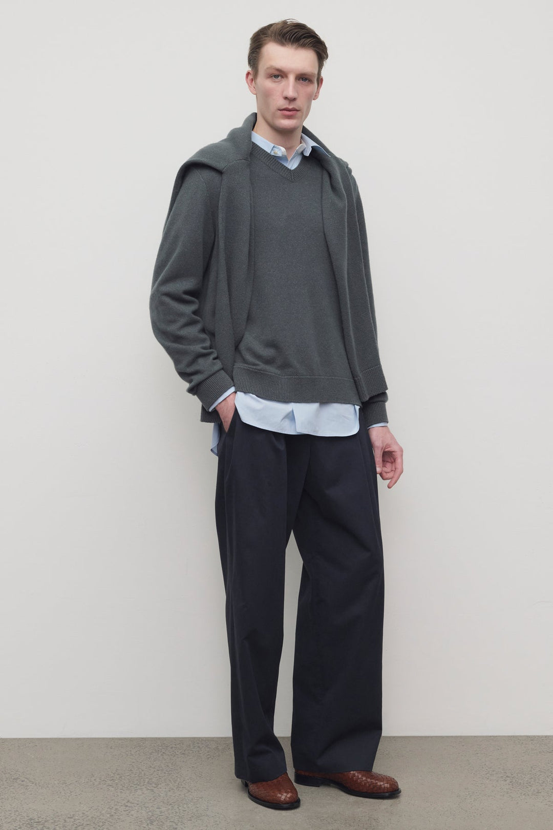 THE ROW - Pantalon Tibor en Coton et Cachemire Anthracite - Lothaire