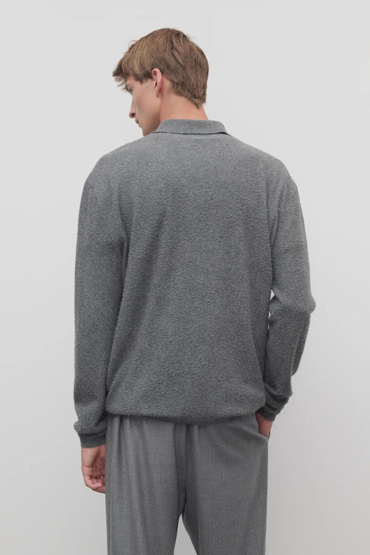 THE ROW - Pull Almot polo en Coton gris chiné - Lothaire