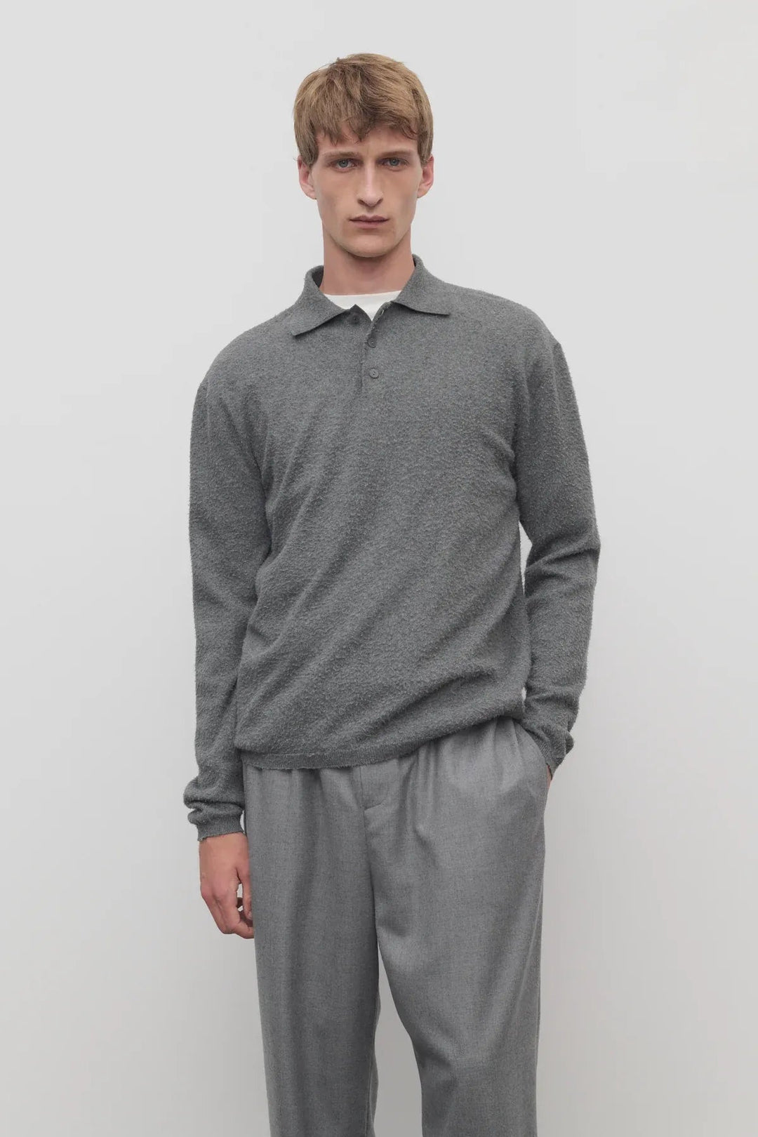 THE ROW - Pull Almot polo en Coton gris chiné - Lothaire