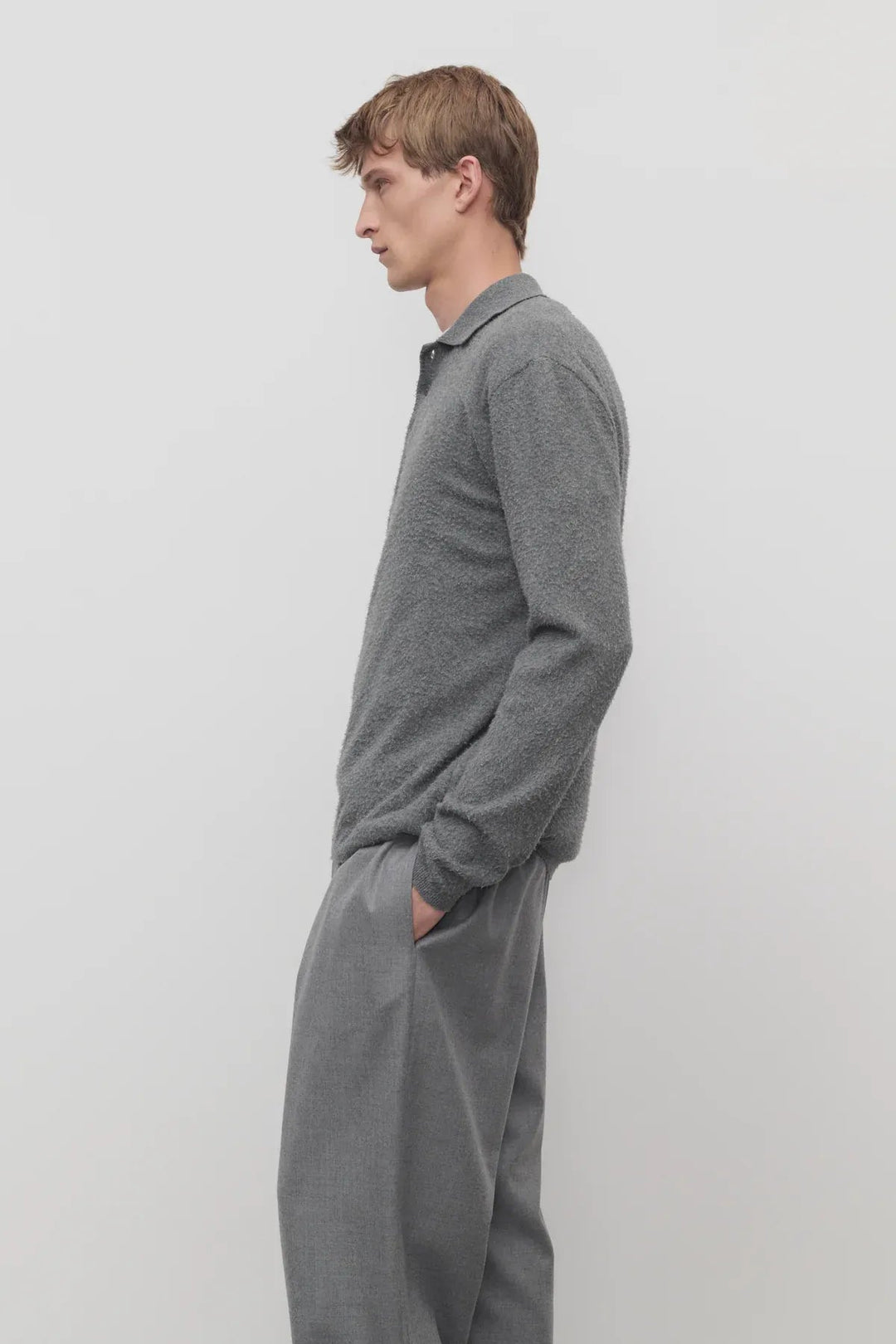THE ROW - Pull Almot polo en Coton gris chiné - Lothaire