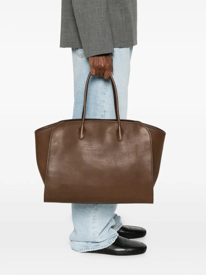 THE ROW - Sac Marlo en cuir lisse marron - Lothaire