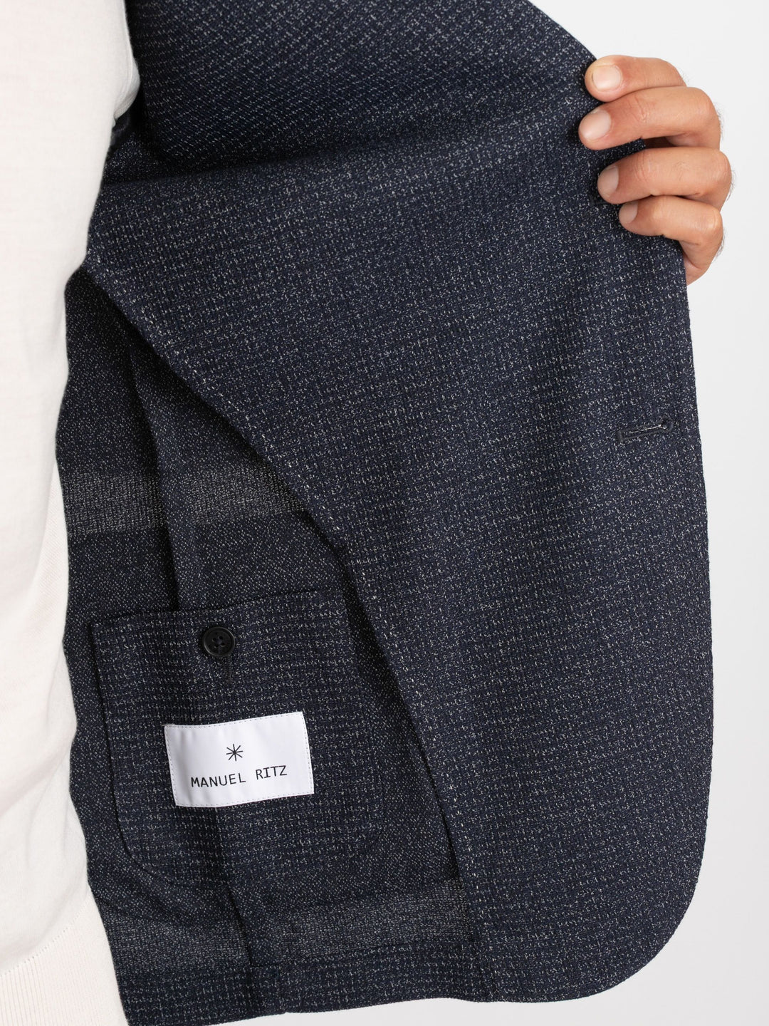 MANUEL RITZ - Veste slim en coton mélangé Bleu