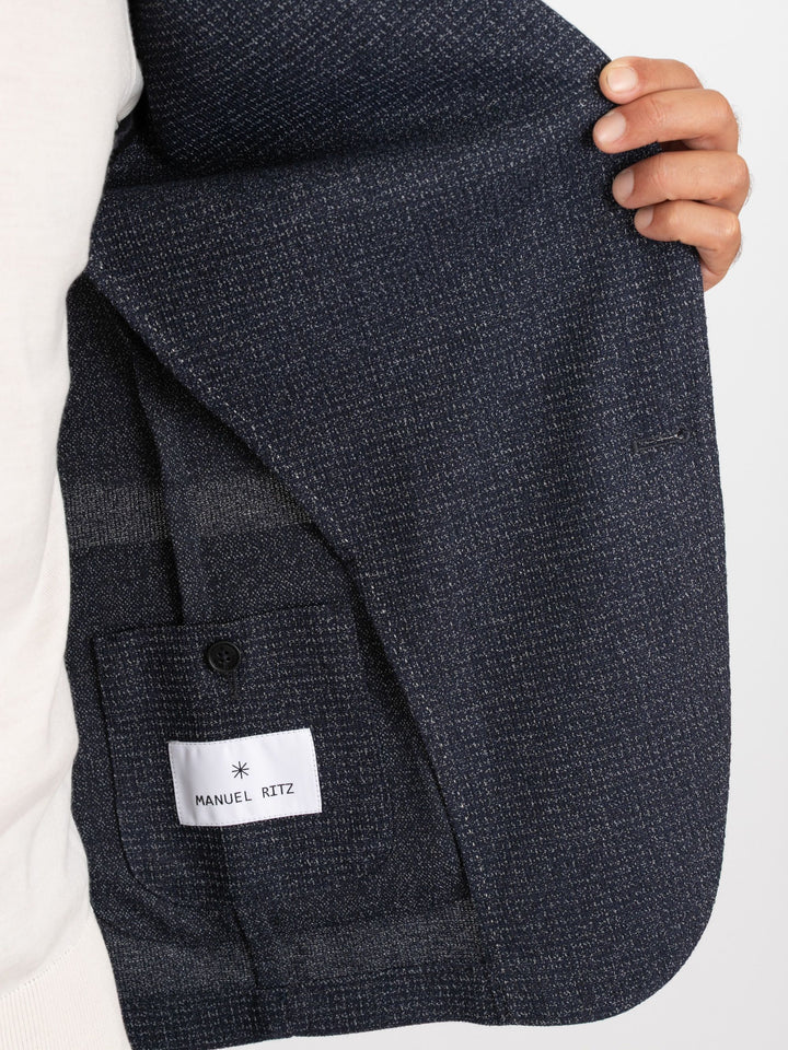 MANUEL RITZ - Veste slim en coton mélangé Bleu