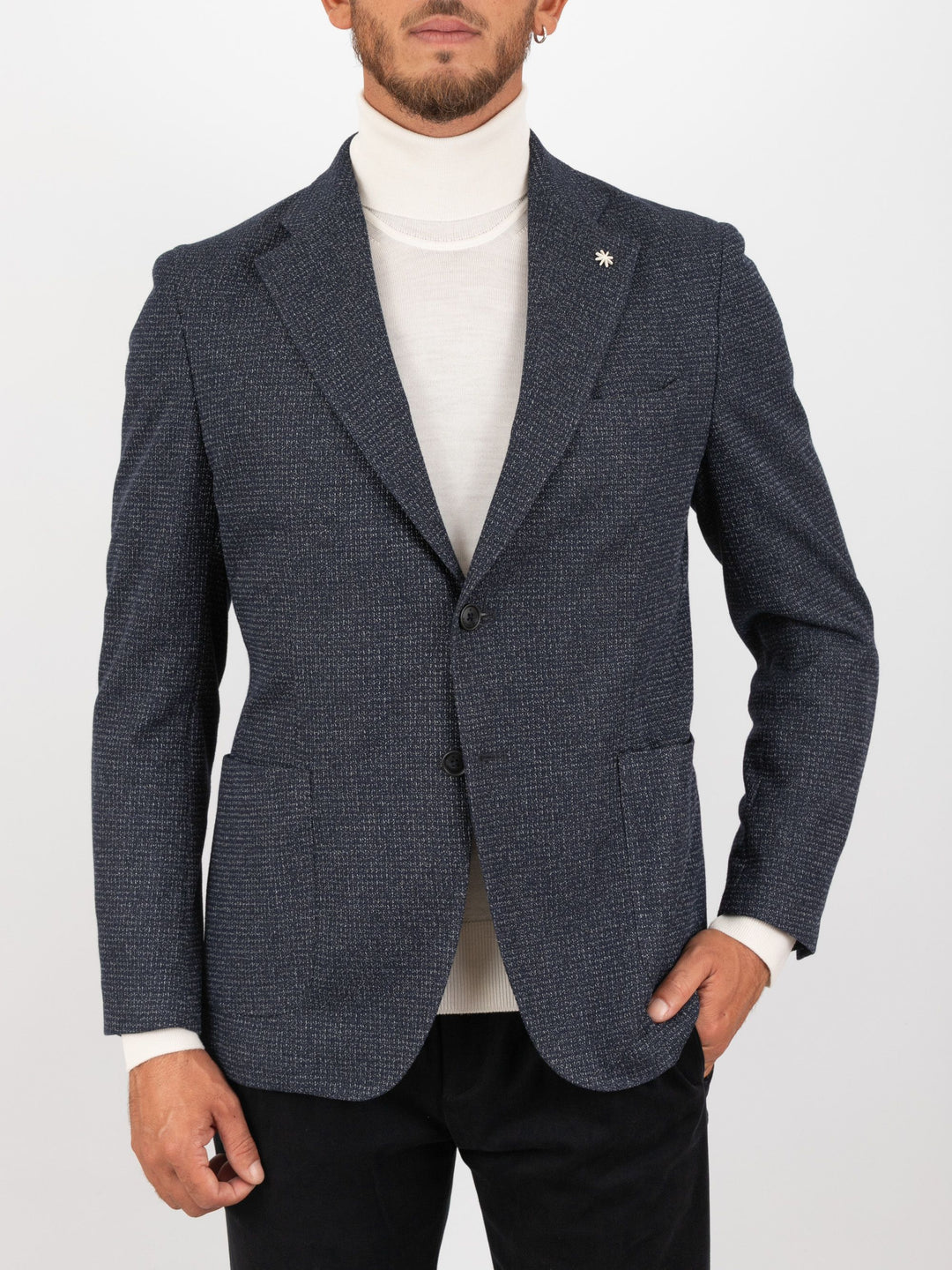 MANUEL RITZ - Veste slim en coton mélangé Bleu