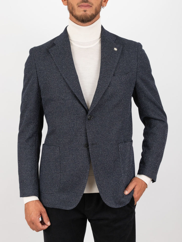 MANUEL RITZ - Veste slim en coton mélangé Bleu