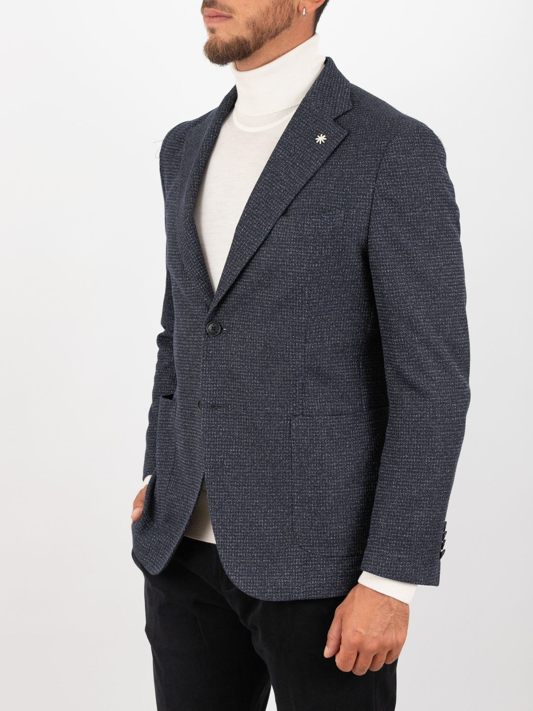 MANUEL RITZ - Veste slim en coton mélangé Bleu