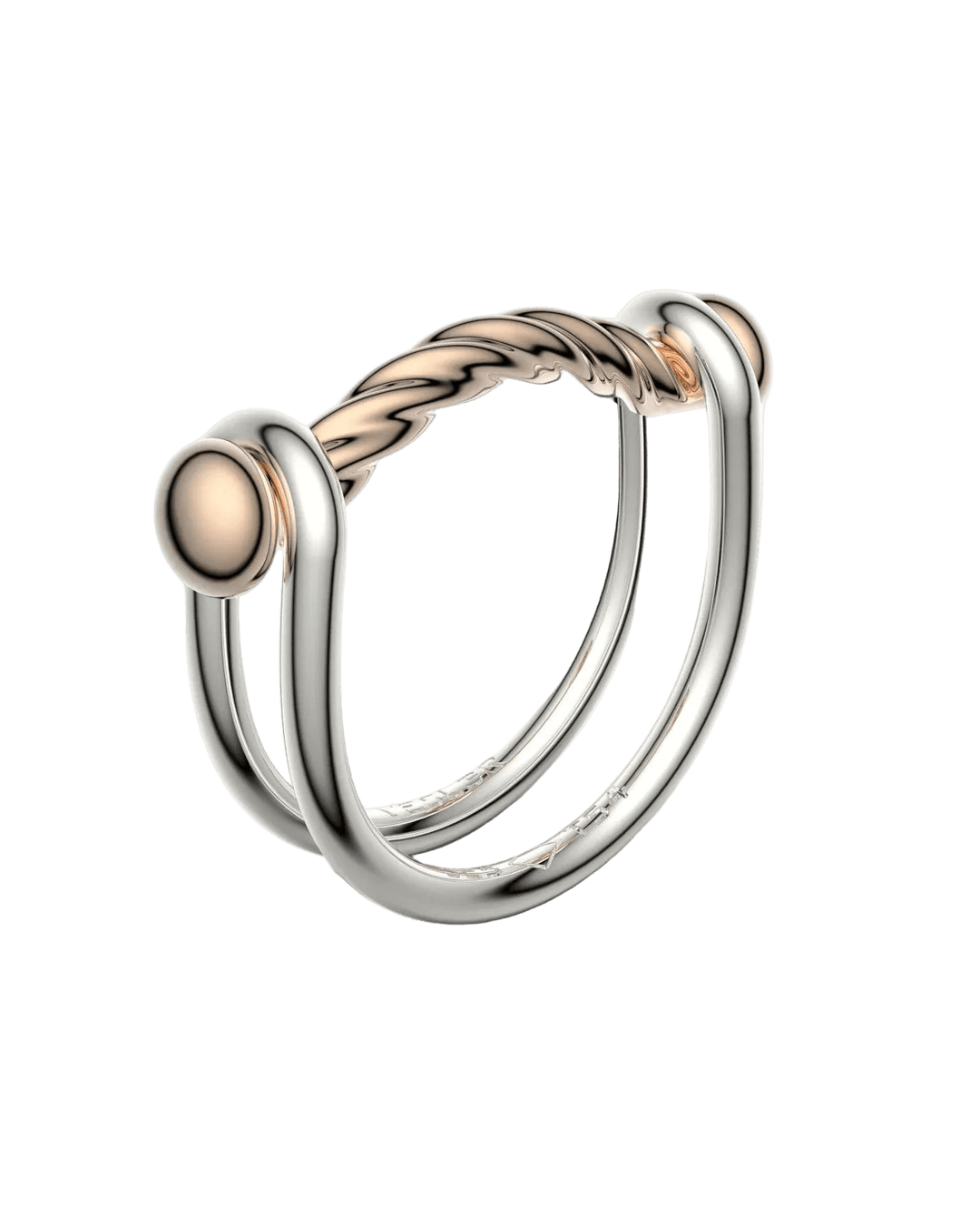 VESLER - Bague Switch en argent et bronze pont torsadé poli - Lothaire