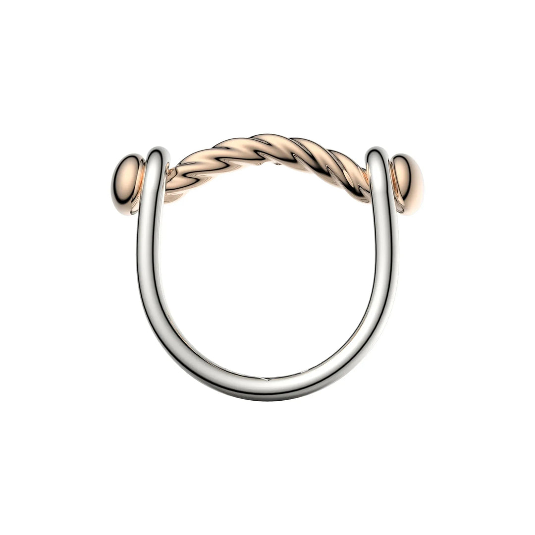 VESLER - Bague Switch en argent et bronze pont torsadé poli - Lothaire