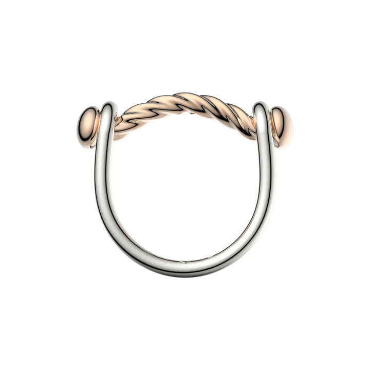 VESLER - Bague Switch en argent et bronze pont torsadé poli - Lothaire