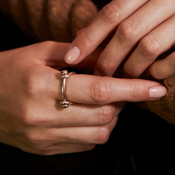 VESLER - Bague Switch en argent et bronze pont torsadé poli - Lothaire