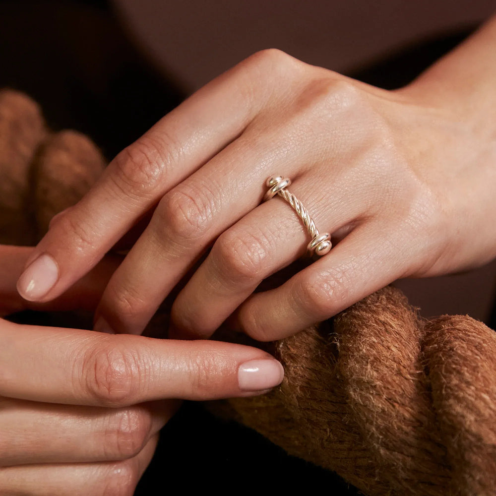 VESLER - Bague Switch en argent et bronze pont torsadé poli - Lothaire