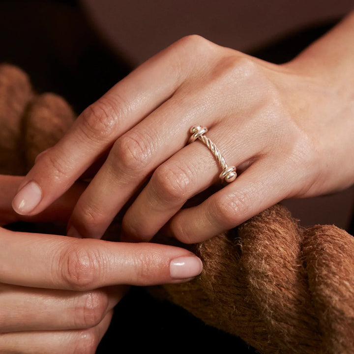 VESLER - Bague Switch en argent et bronze pont torsadé poli - Lothaire