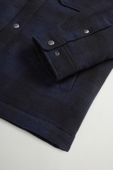 WOOLRICH - Surchemise Alaskan Check Matelassée en Laine Mélangée à Carreaux Bleu - Lothaire