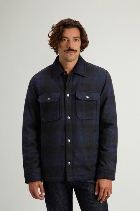WOOLRICH - Surchemise Alaskan Check Matelassée en Laine Mélangée à Carreaux Bleu - Lothaire